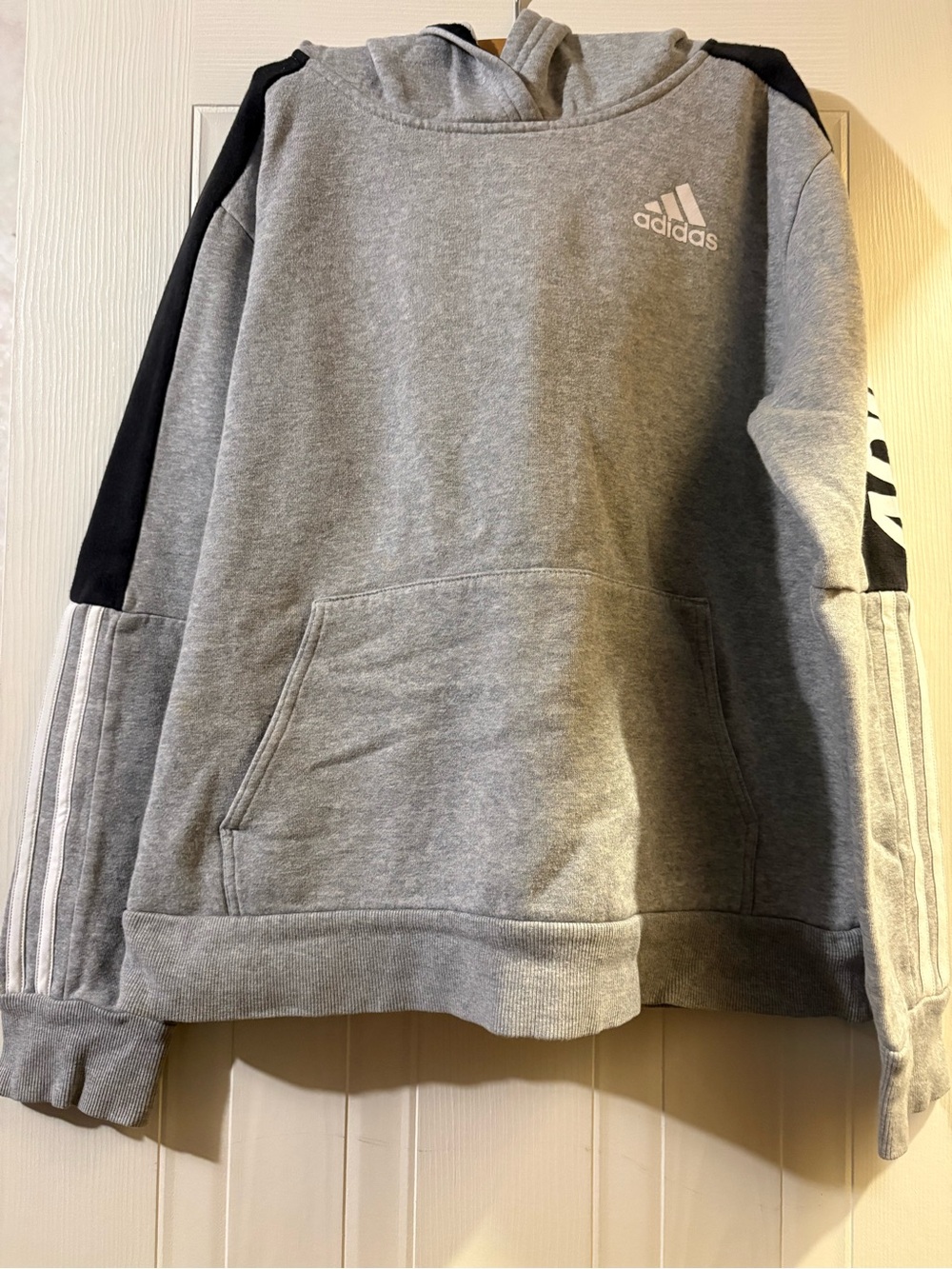 adidas Grey Hoodie with Black Shoulder Accents